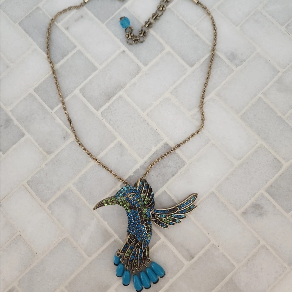 Heidi Daus Colorful Sincere Joy Crystal Hummingbird Pendant / Brooch Necklaces - Picture 3 of 5